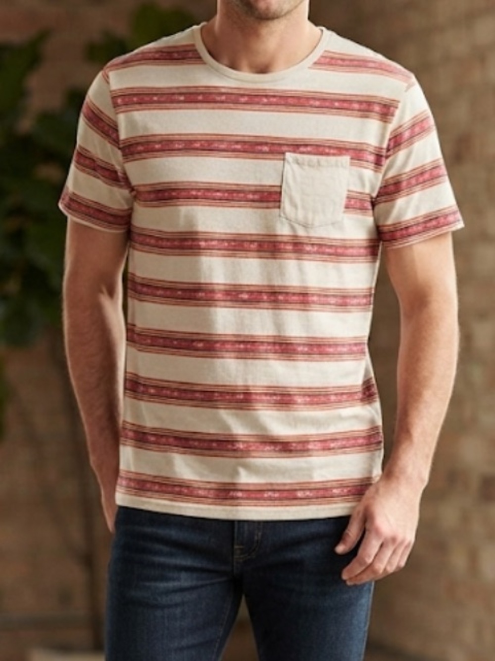 ON THE BYAS Southwestern Print Striped T-Shirt Medium